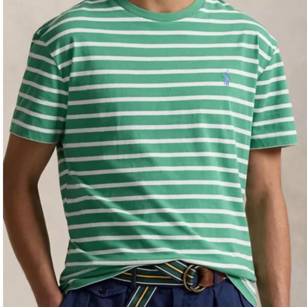 Polo by Ralph Lauren Green and White Striped Tee